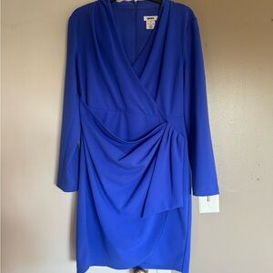 DKNY Women's Long Sleeve Royal Blue Dress
